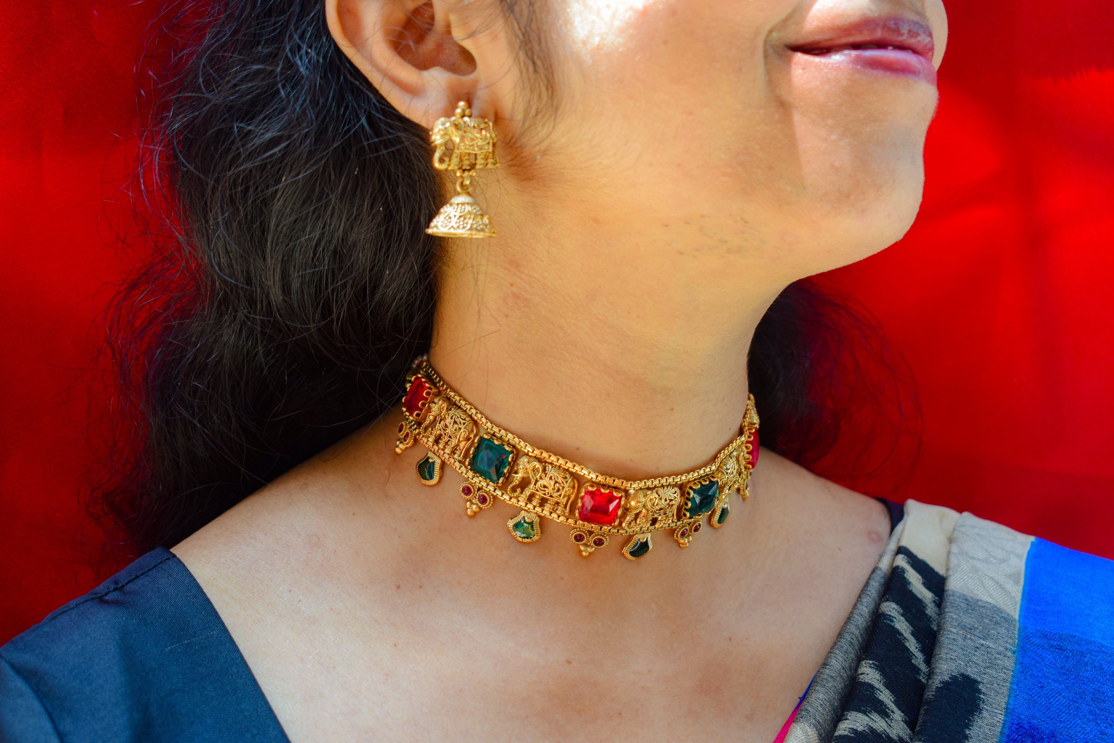 Airavata Elephant Multicolour Choker