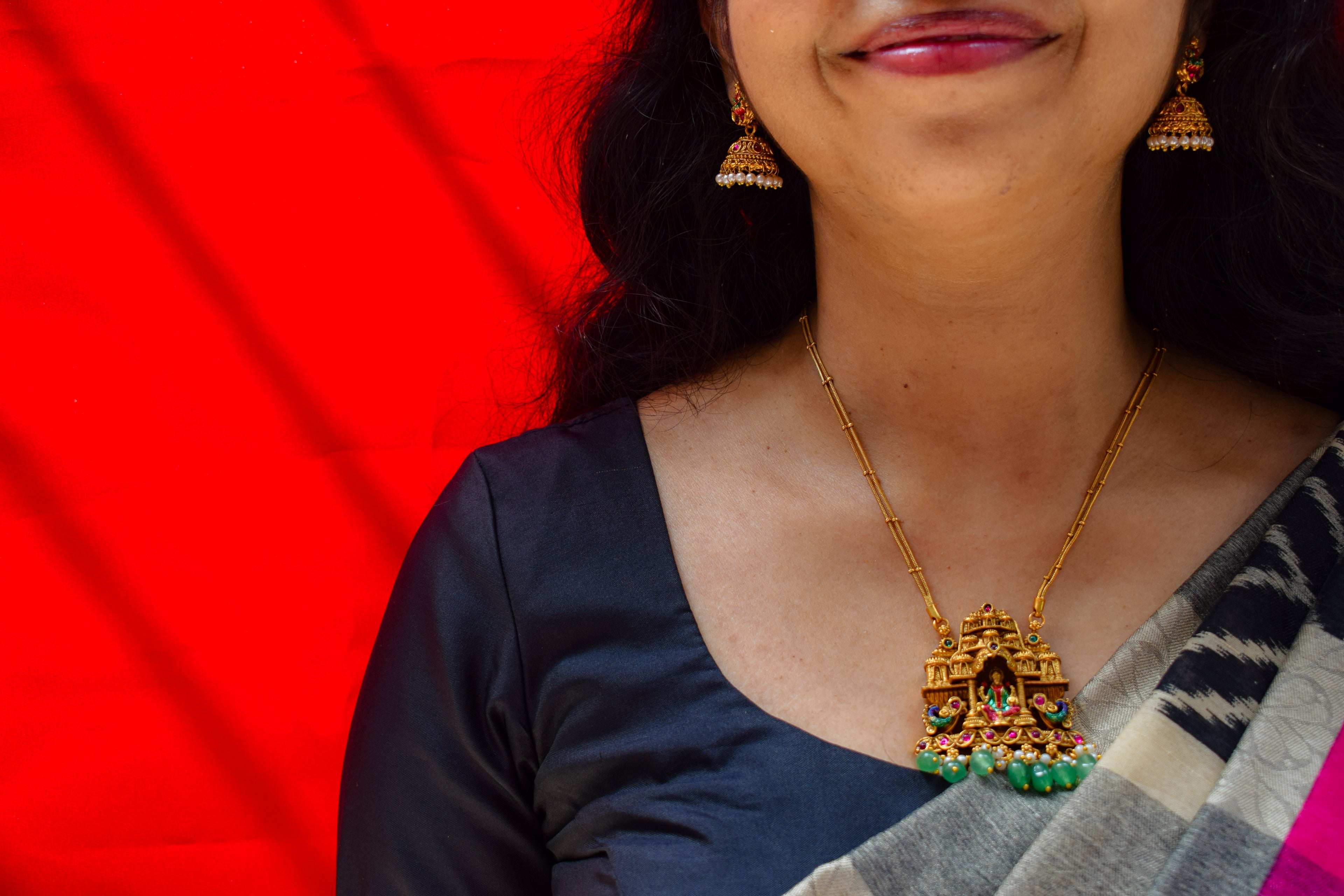 Gopuram Lakshmi Pendant Set
