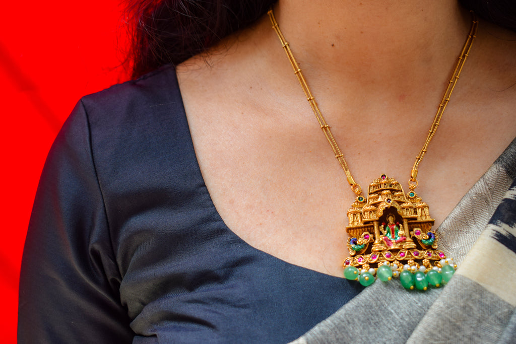Gopuram Lakshmi Pendant Set