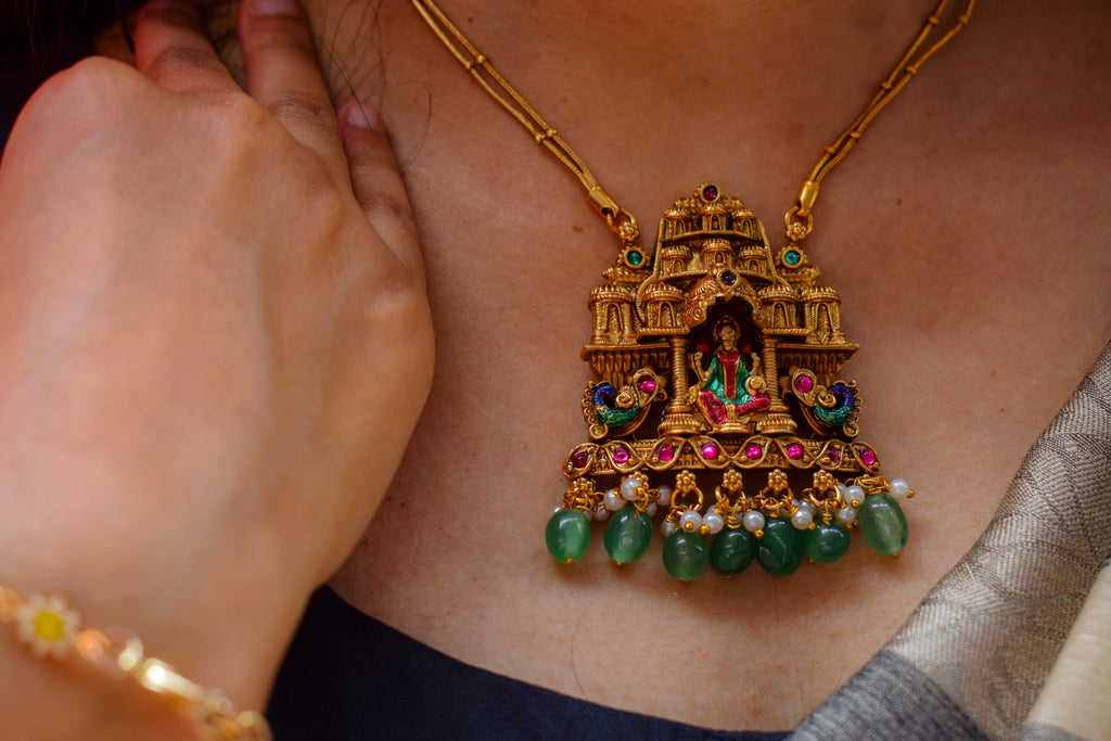 Gopuram Lakshmi Pendant Set