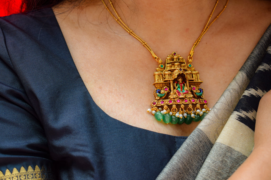 Gopuram Lakshmi Pendant Set