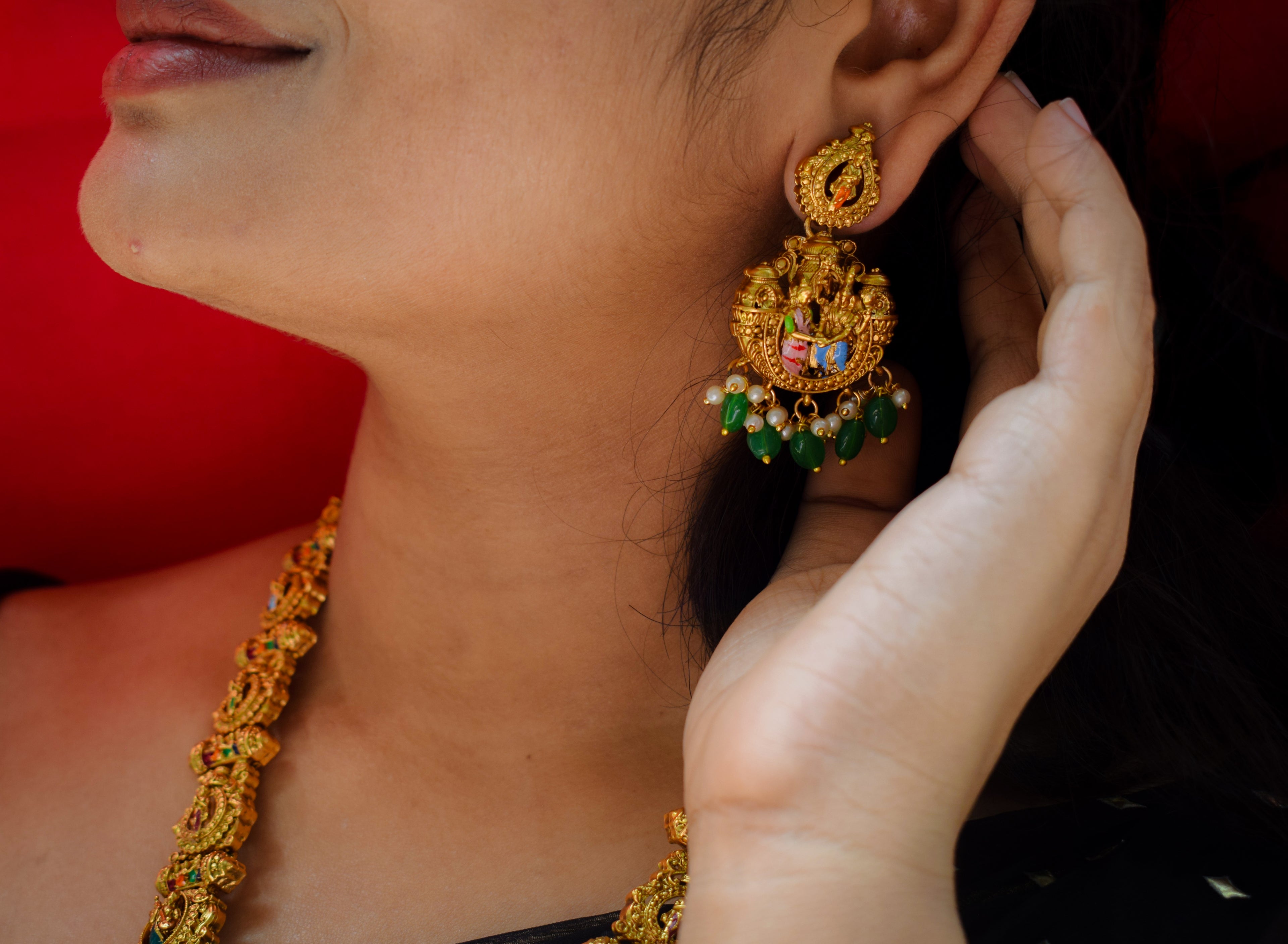 Meenakari Radha-Krishna Long Set
