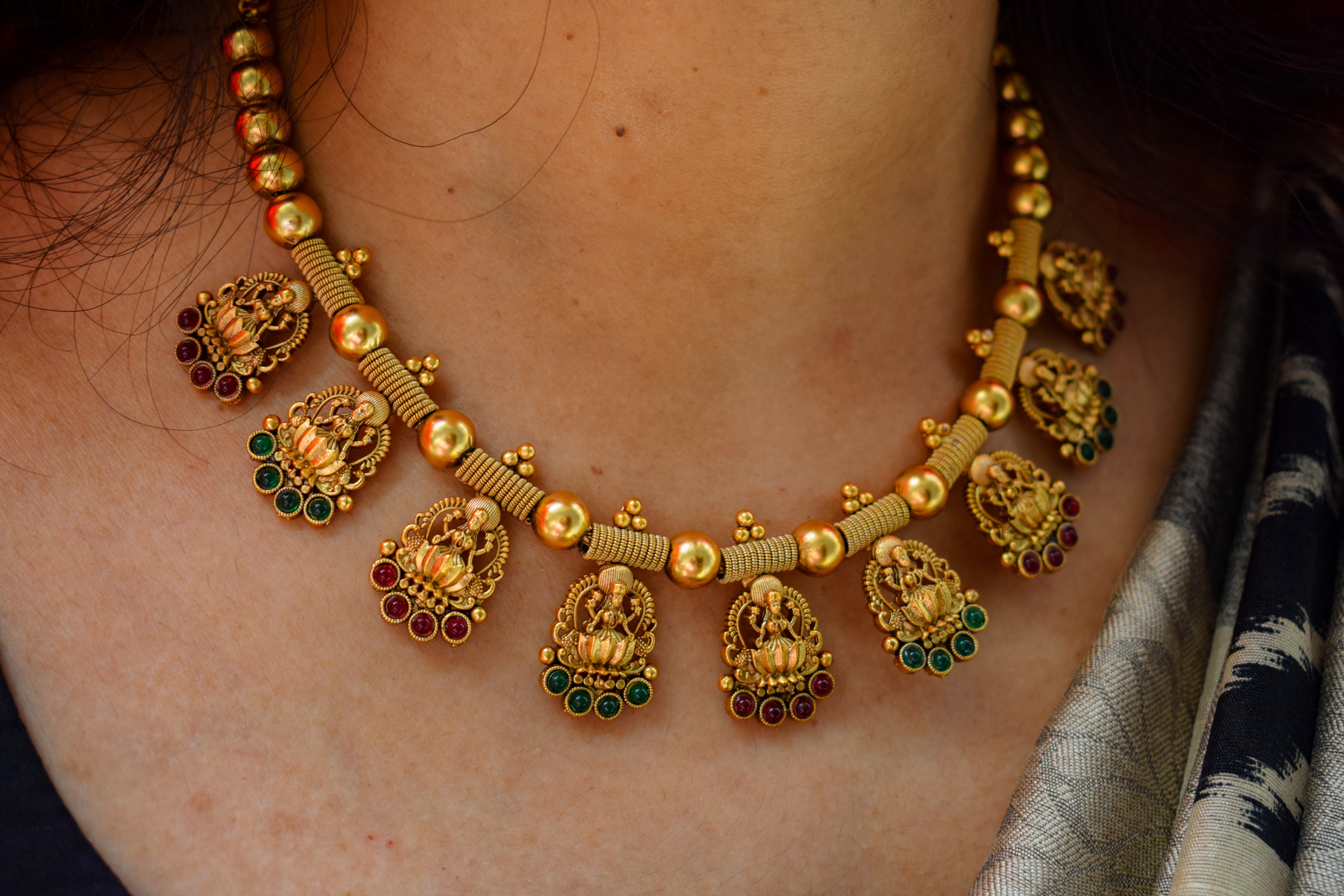 Lotus Lakshmi Bead Necklace