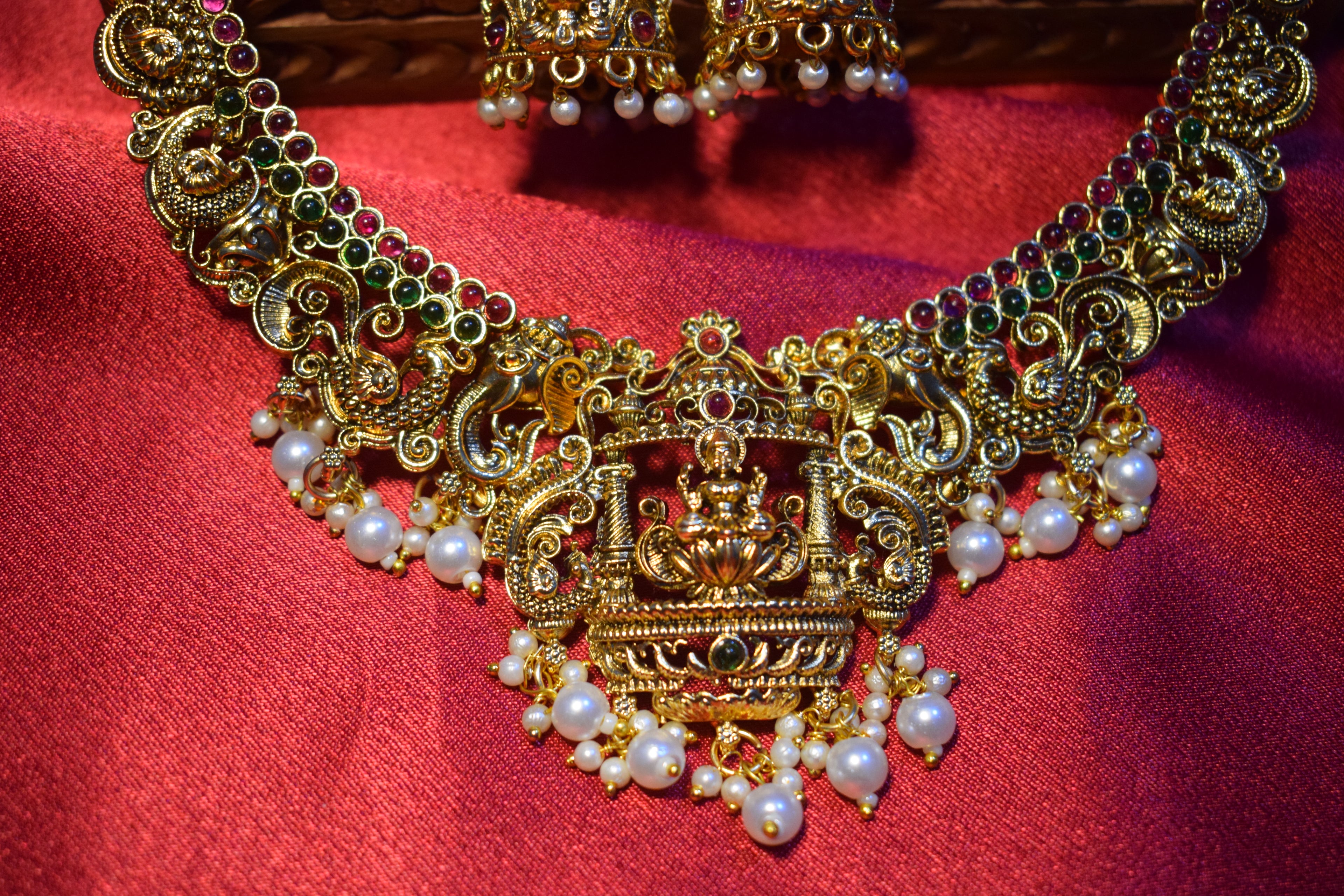 Gaja Lakshmi Pearl Choker Set