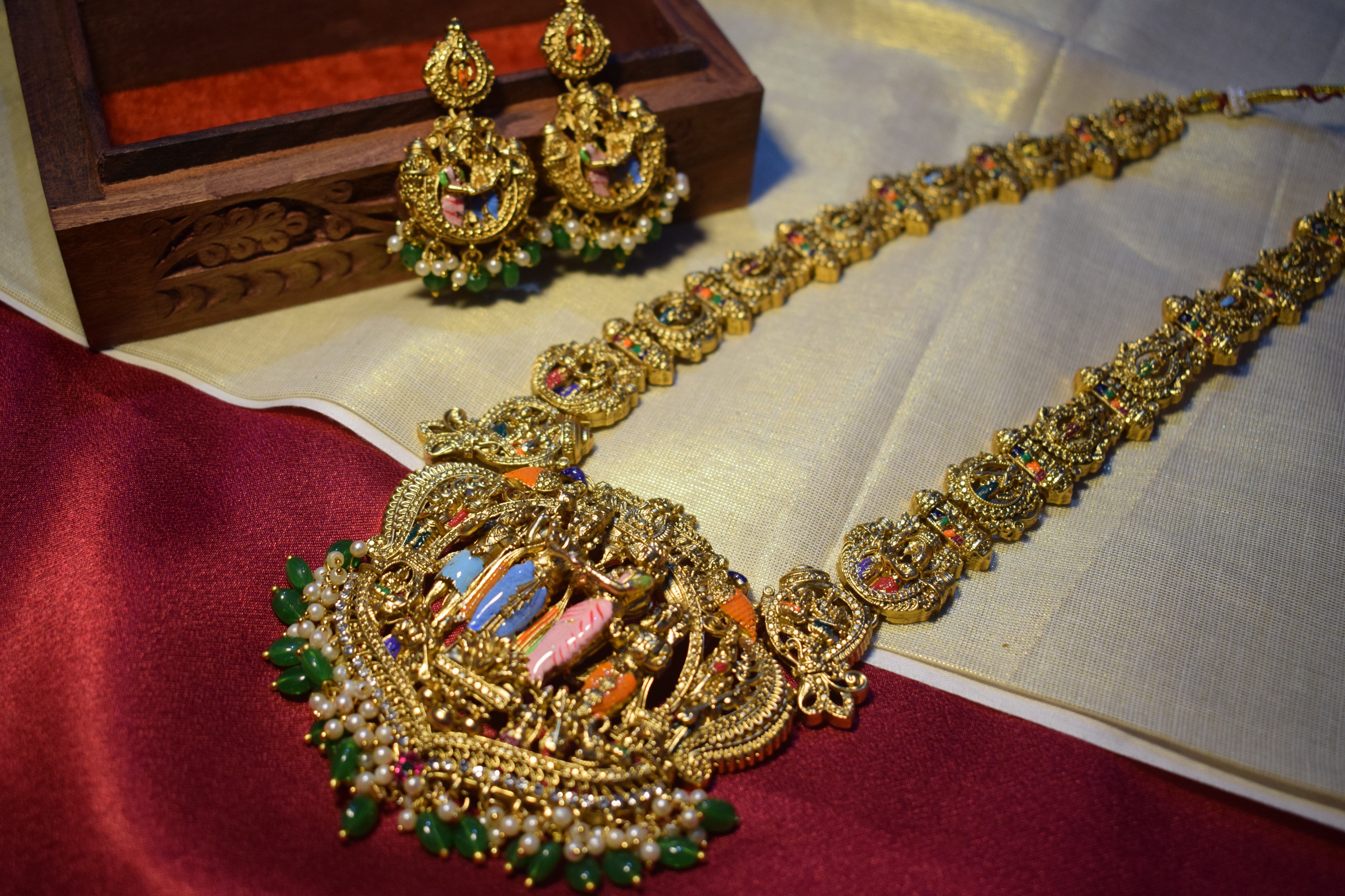 Meenakari Radha-Krishna Long Set