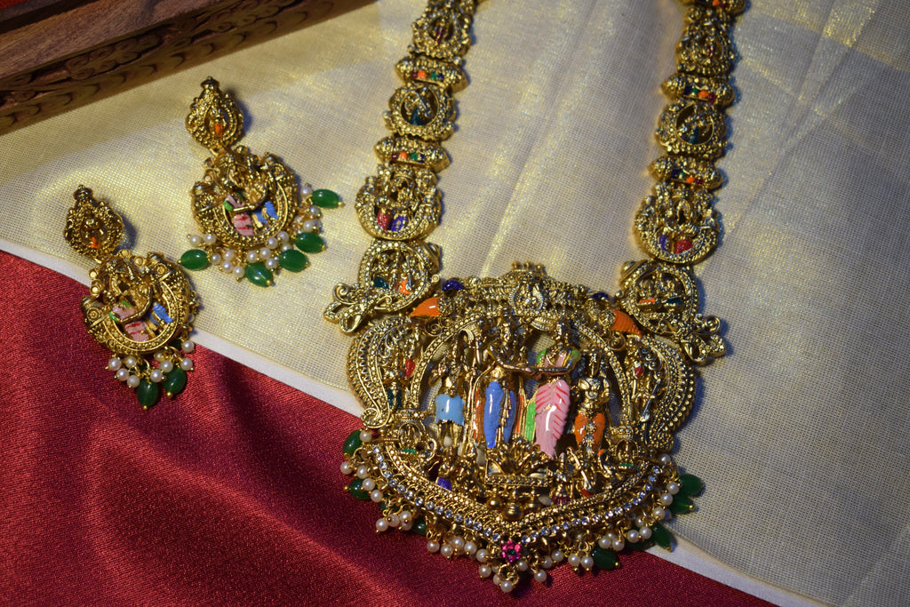 Meenakari Radha-Krishna Long Set